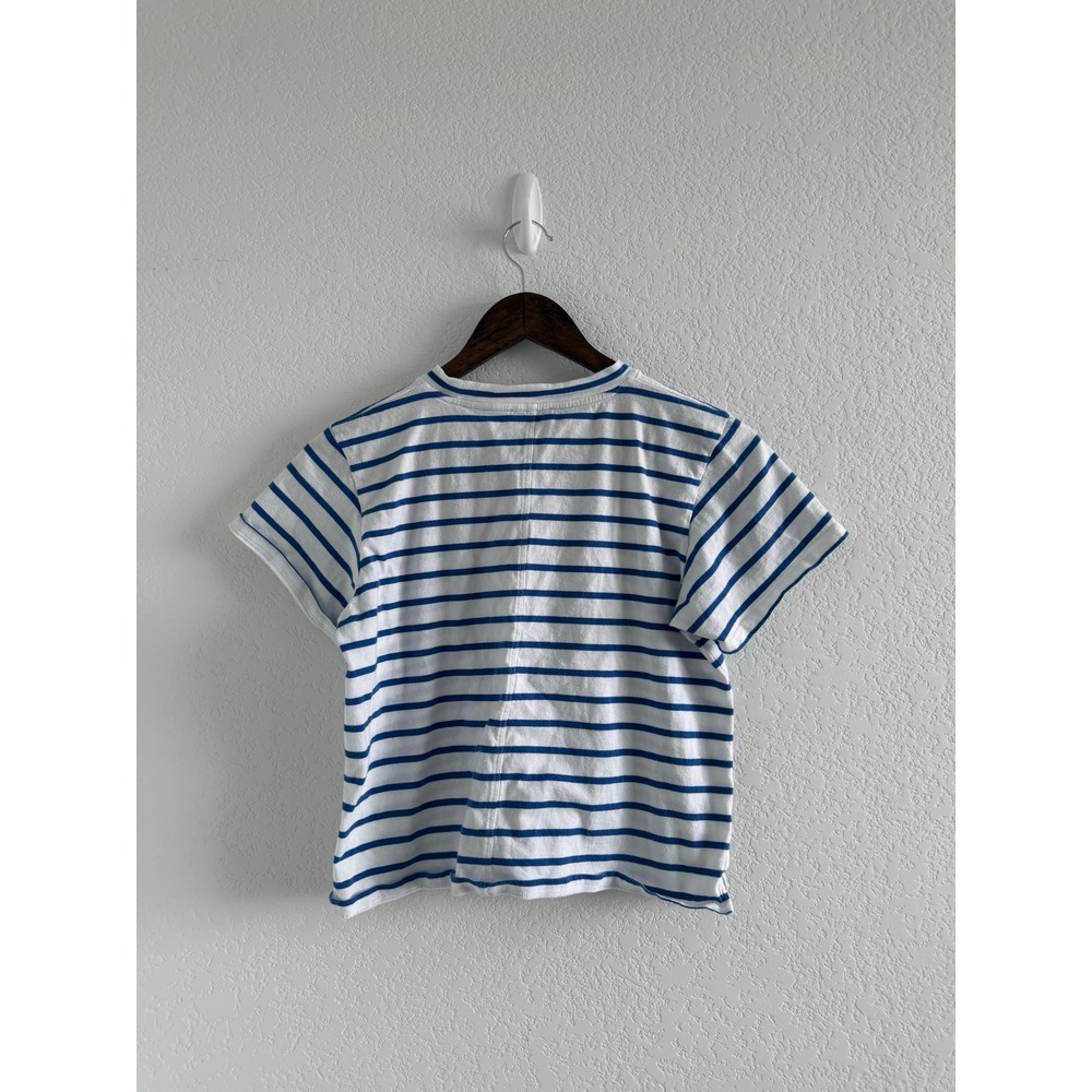 AYR Nautical Stripe T-Shirt Size S White Blue Pima Cotton - Picture 4 of 8